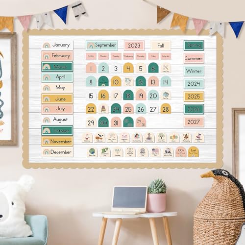 Eamay Boho Calendar Pocket Chart Cards and Classroom Calendar Cards Kit for Home School -90 Cards - Image 2