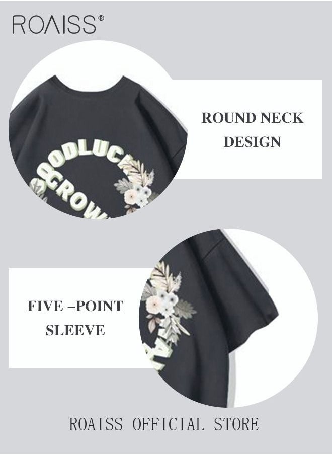 2Pcs Man's T-shirt Loose Version Trendy All-Match Pattern Printing Short Sleeves