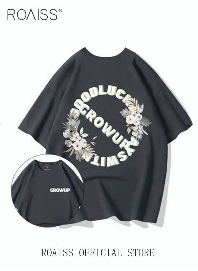 2Pcs Man's T-shirt Loose Version Trendy All-Match Pattern Printing Short Sleeves