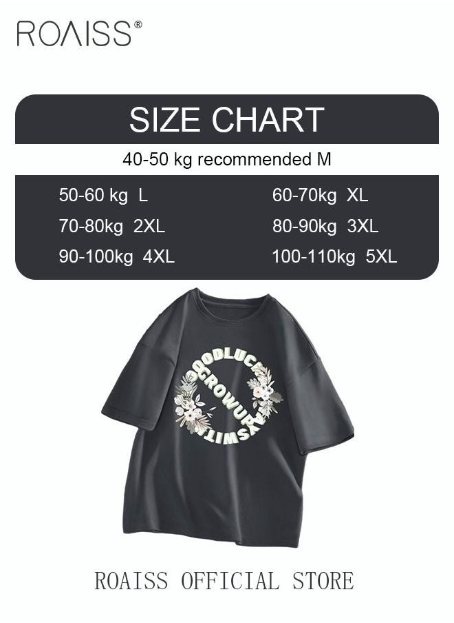 2Pcs Man's T-shirt Loose Version Trendy All-Match Pattern Printing Short Sleeves