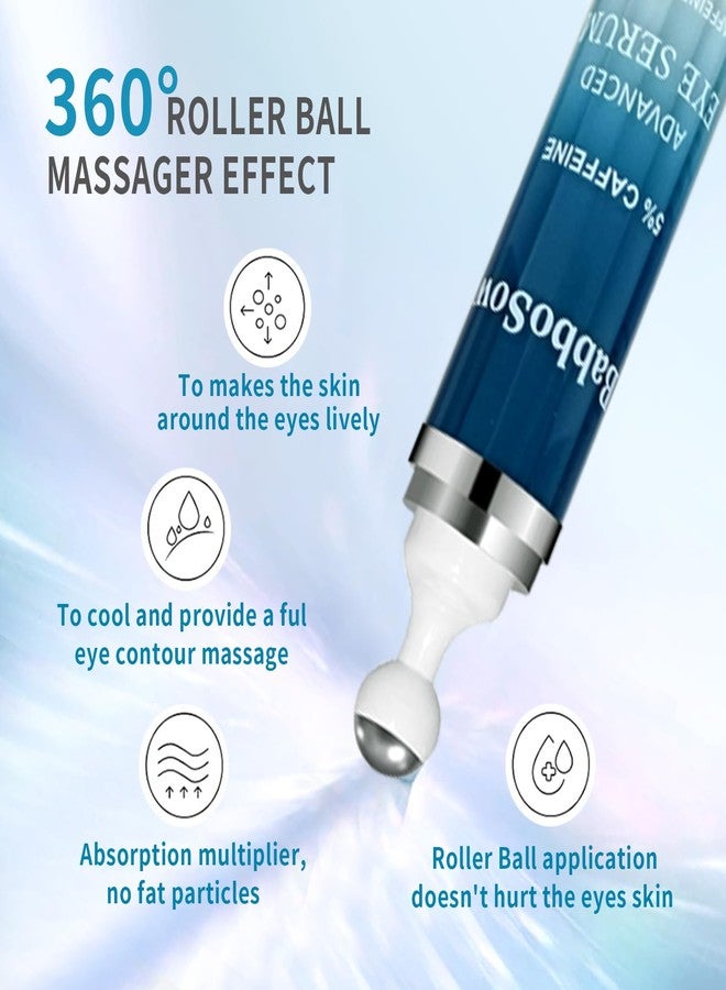 Under Eye Cream for Dark Circles with 5% Caffeine and Retinyl Palmitate, Under Eye Corrector with 360° Roller Massage Ball for Puffy Bags and Fine Lines, 0.76 fl oz - Image 5
