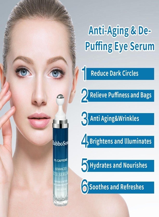 Under Eye Cream for Dark Circles with 5% Caffeine and Retinyl Palmitate, Under Eye Corrector with 360° Roller Massage Ball for Puffy Bags and Fine Lines, 0.76 fl oz - Image 2