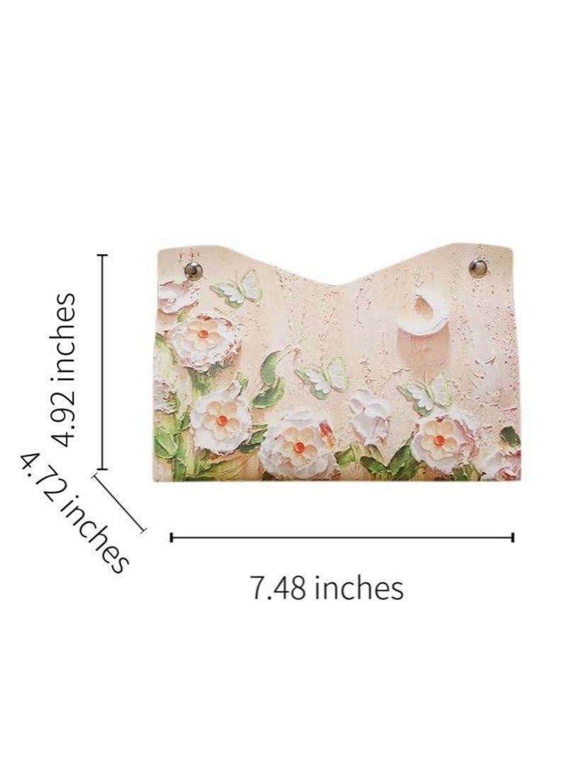 Bukela Leather Tissue Box Cover - Reusable Home Decor with Nature Designs,Dispenser for Bathroom, Kitchen and Cars (Camellias Under The Moon) - Image 4