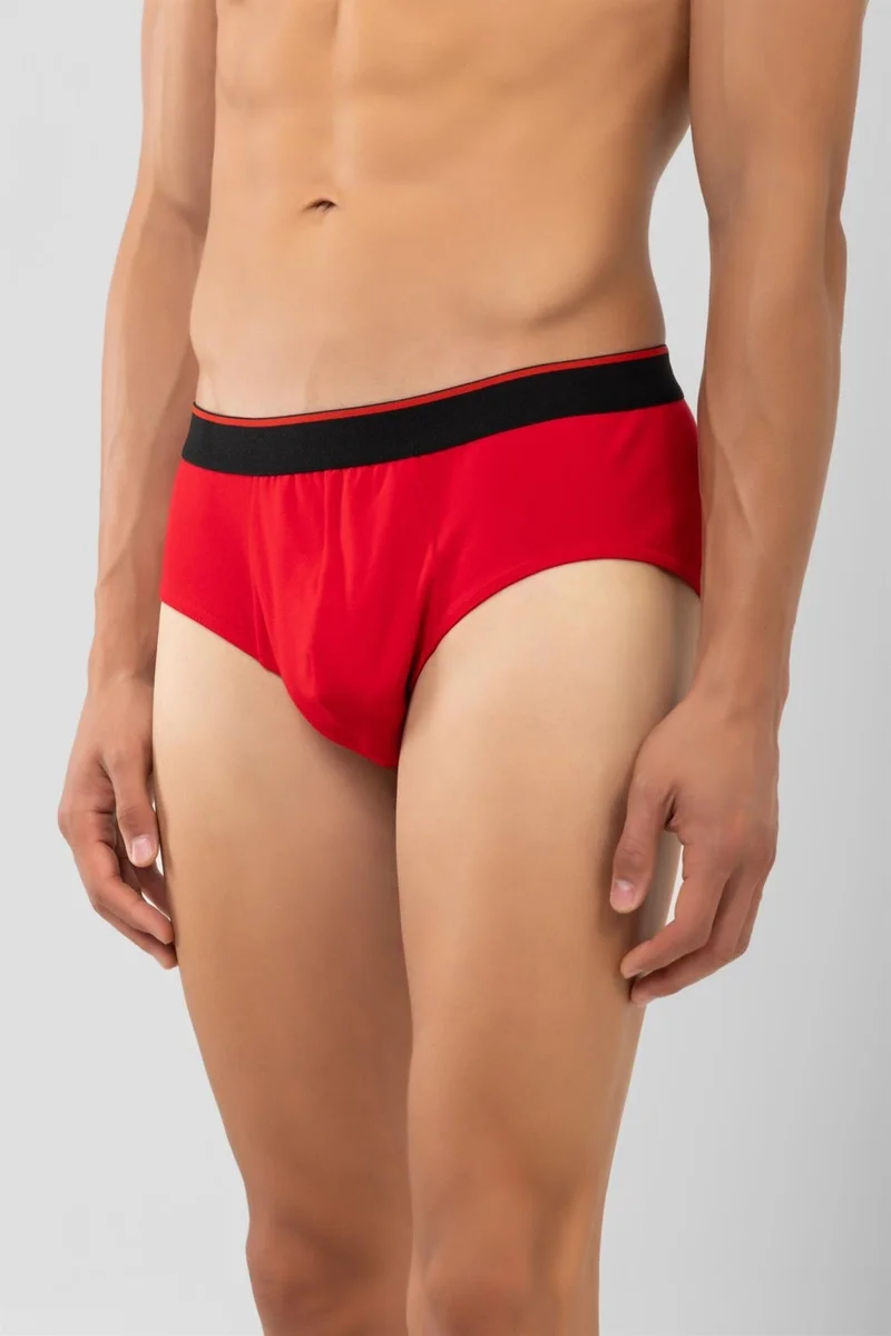 Baykar Cotton Black Striped Men's Briefs 2 Pack Red