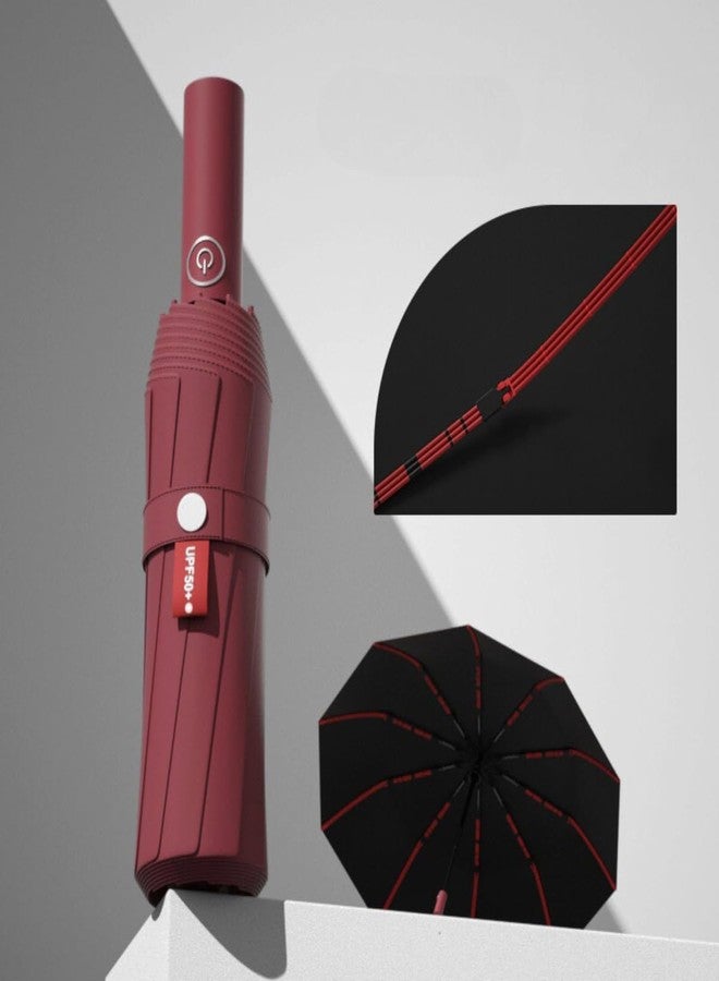 Morbrix Umbrella for Men and Women - Automatic 3 Fold Windproof with Travel Cover with Auto Open and Close (Maroon) - Image 4