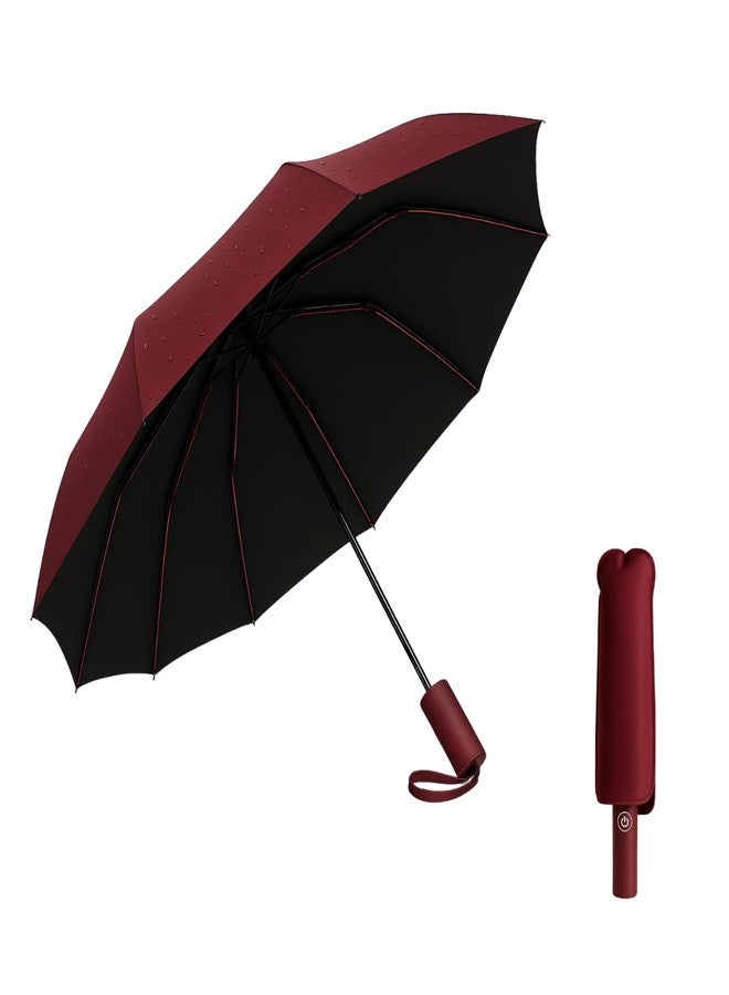 Morbrix Umbrella for Men and Women - Automatic 3 Fold Windproof with Travel Cover with Auto Open and Close (Maroon) - Image 1