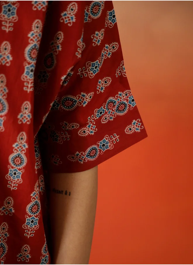 sanskrutihomes Sanskrutihomes Printed Cotton Short Sleeve Ethnic Top