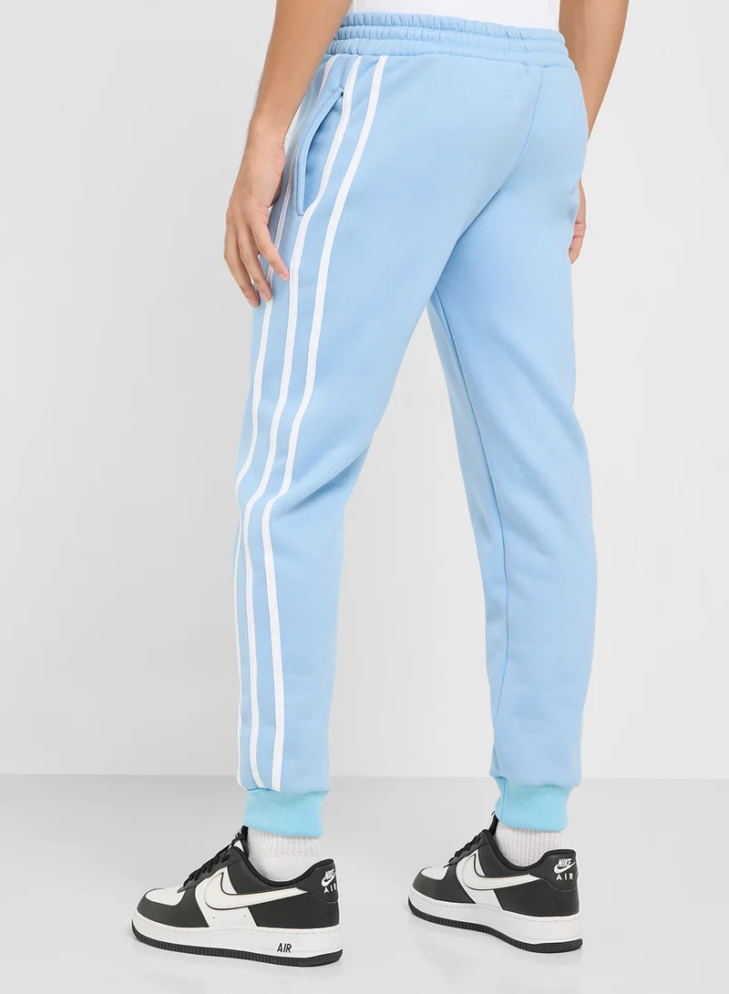 Seventy Five Basics Essential Fleece Side Stripe Cuffed Joggers