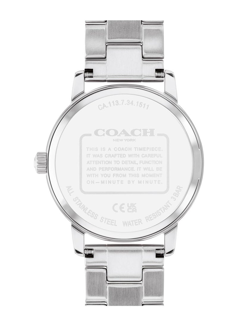 COACH - Round Analog Women's Silver White Case Wrist Watch - 14503074 - Image 1