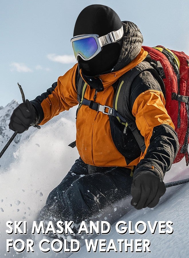 Halfchet 4 Pcs Winter Skiing Accessories Set Balaclava Face Mask and Thermal Touchscreen Ski Gloves, Breathable Fleece Full Face Cover Cold Weather Ski Gear for Men Snowboarding Skiing Cycling - Image 2