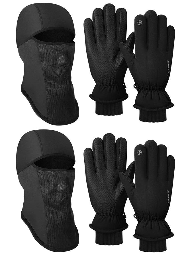 Halfchet 4 Pcs Winter Skiing Accessories Set Balaclava Face Mask and Thermal Touchscreen Ski Gloves, Breathable Fleece Full Face Cover Cold Weather Ski Gear for Men Snowboarding Skiing Cycling - Image 1