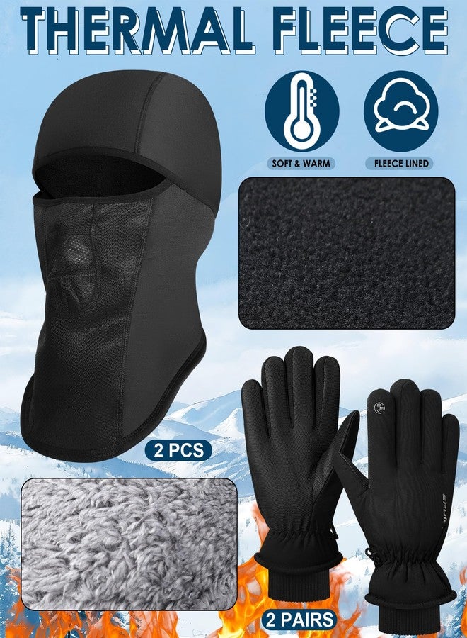 Halfchet 4 Pcs Winter Skiing Accessories Set Balaclava Face Mask and Thermal Touchscreen Ski Gloves, Breathable Fleece Full Face Cover Cold Weather Ski Gear for Men Snowboarding Skiing Cycling - Image 3