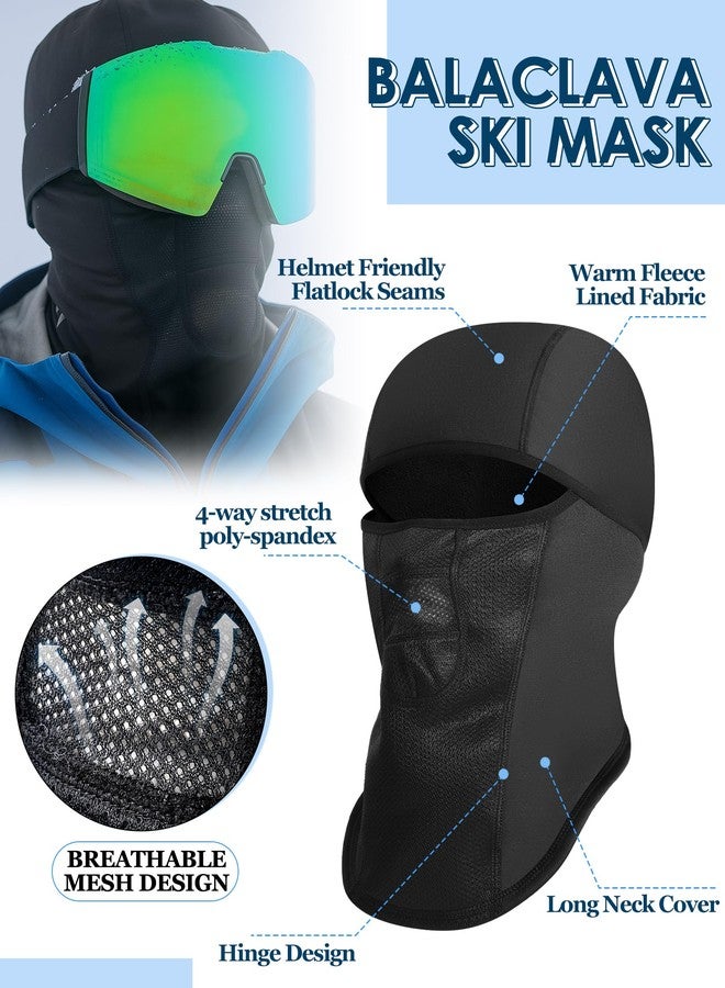 Halfchet 4 Pcs Winter Skiing Accessories Set Balaclava Face Mask and Thermal Touchscreen Ski Gloves, Breathable Fleece Full Face Cover Cold Weather Ski Gear for Men Snowboarding Skiing Cycling - Image 4