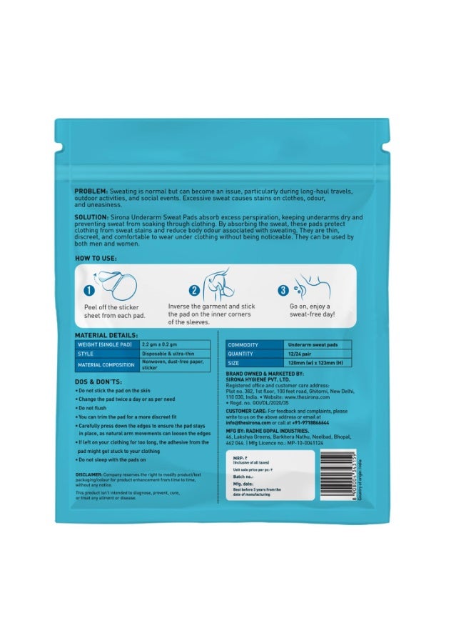 Sirona Underarm Sweat Pads 24 Pcs - Image 2