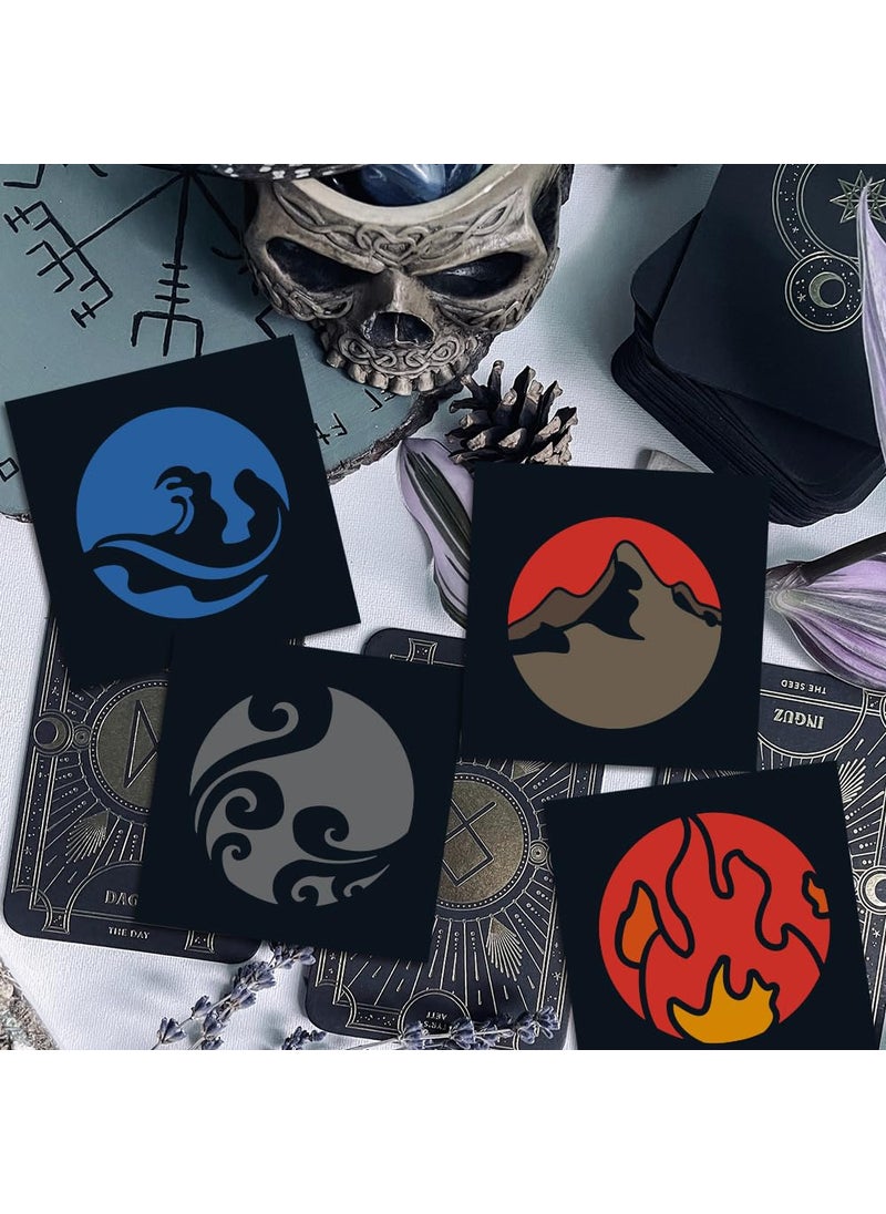FINGERINSPIRE - FINGERINSPIRE 5PCS Oriental Element Symbols Painting Stencil 5.9x5.9inch Large Metal Wood Water Fire Earth Symbols Template Reusable 5 Elements Stencil for Painting Fantasy Theme Drawing Template - Image 1