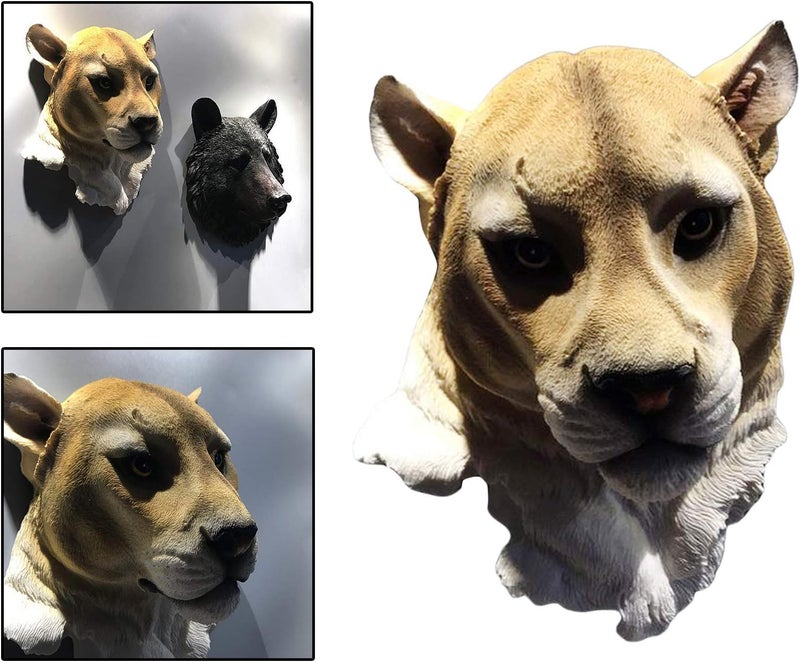 klarakoLifelike Animal Head Wall Decoration Sculpture Bust Wall Hanging Statue Large Wild Animal Wall Decor Taxidermy Resin Art Crafts Ornaments klarakoLeopard - Image 2