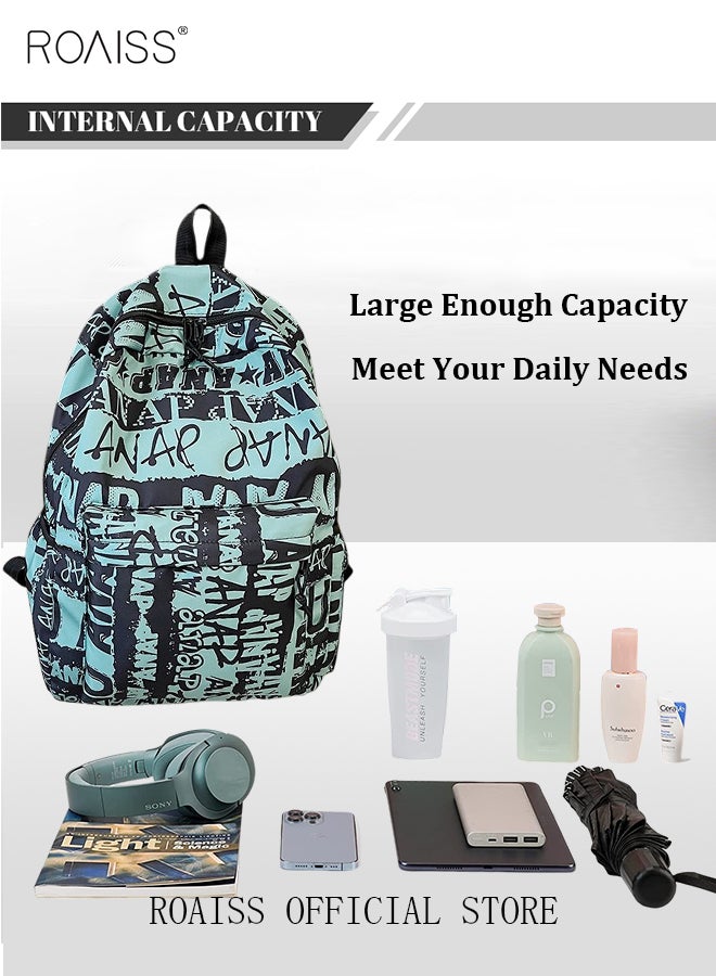 roaiss Unisex Backpack, Stylish Graffiti-Style Design with Large Capacity and Handle Option Durable Smooth Zipper, Comfortable Fabric, Adjustable Shoulder Straps - Image 4