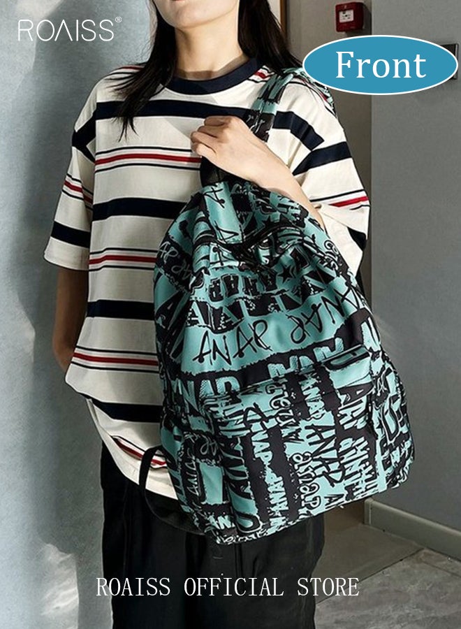roaiss Unisex Backpack, Stylish Graffiti-Style Design with Large Capacity and Handle Option Durable Smooth Zipper, Comfortable Fabric, Adjustable Shoulder Straps - Image 2