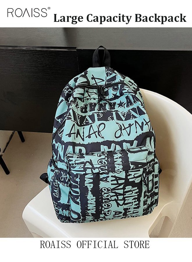 roaiss Unisex Backpack, Stylish Graffiti-Style Design with Large Capacity and Handle Option Durable Smooth Zipper, Comfortable Fabric, Adjustable Shoulder Straps - Image 1
