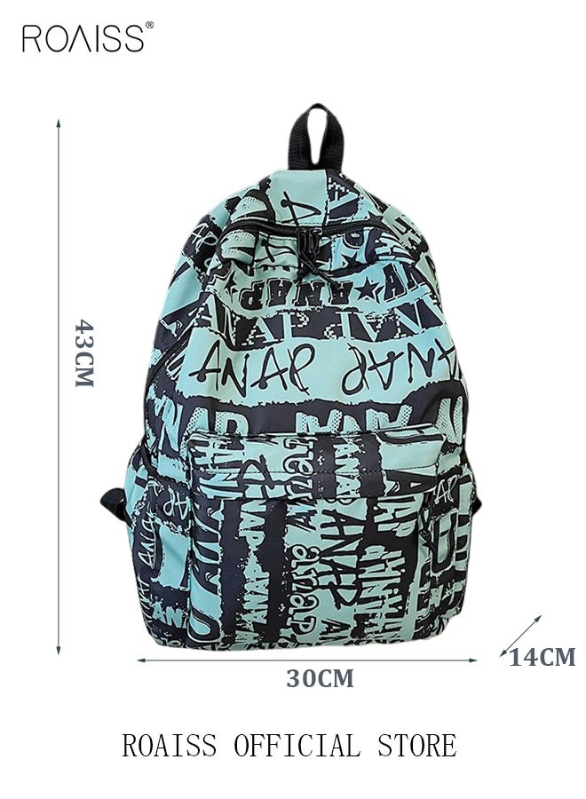 roaiss Unisex Backpack, Stylish Graffiti-Style Design with Large Capacity and Handle Option Durable Smooth Zipper, Comfortable Fabric, Adjustable Shoulder Straps - Image 5