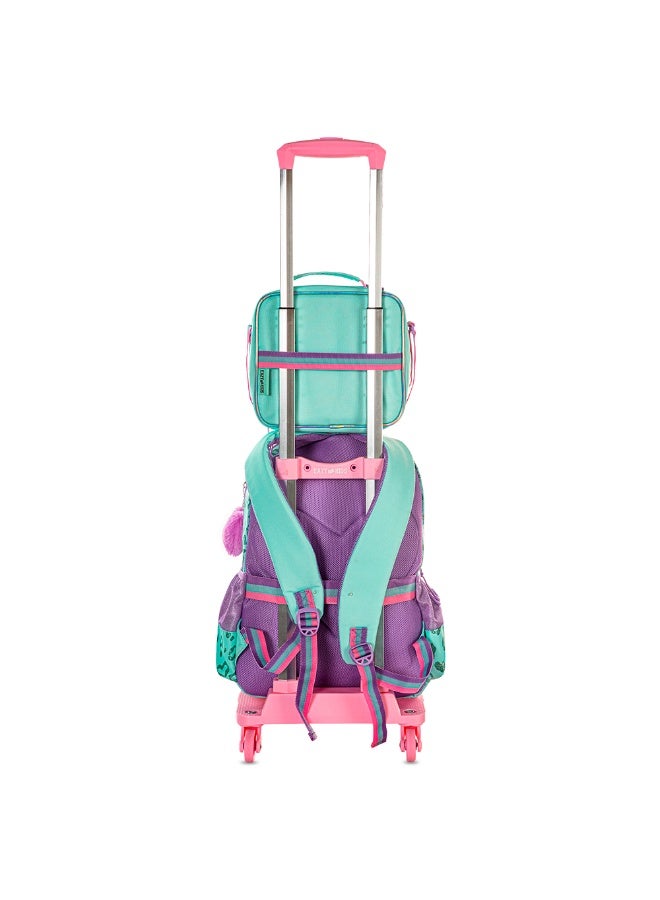 Eazy Kids 17" School Bag Set of 4 w/ 4 Wheel Trolley, Lunch Bag and Pencil Pouch - Love Green - Image 3