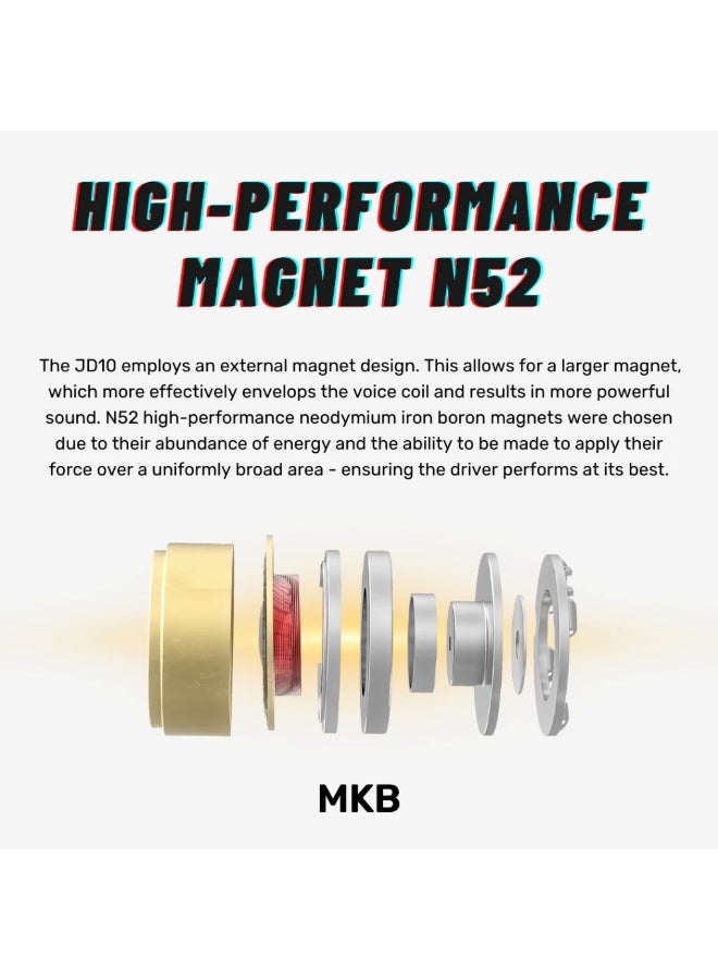 FiiO JD10 Hi-Fi Dual Cavity Design IEM Dynamic Driver Polymer Composite Diaphragm Type-C Cable - Image 5