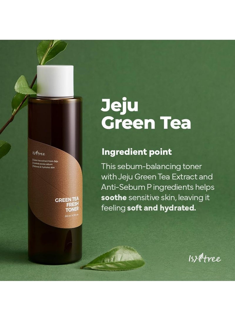 ISNTREE Green Tea Fresh Facial Toner 200ml, - Image 3