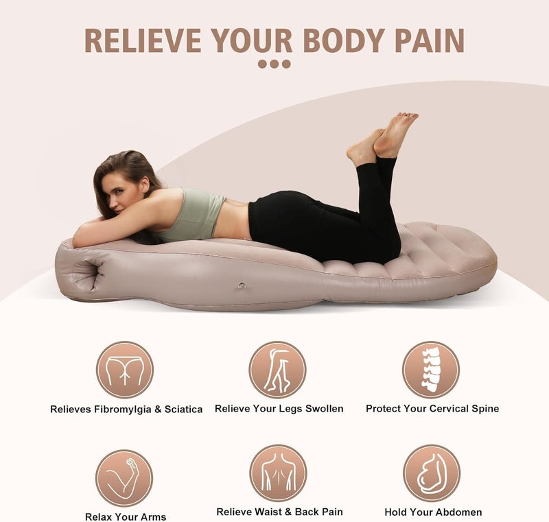 Ankila Inflatable Pregnancy Pillow, Full Body Maternity Airbed/Float with Hole for Tummy, The Best Pregnancy Pillow for Sleeping Prone, Maternity Pillow and Pregnancy Must Haves (Khaki) - Image 2
