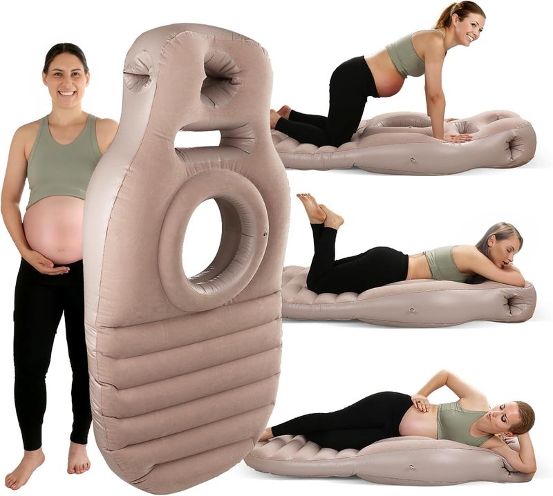 Ankila Inflatable Pregnancy Pillow, Full Body Maternity Airbed/Float with Hole for Tummy, The Best Pregnancy Pillow for Sleeping Prone, Maternity Pillow and Pregnancy Must Haves (Khaki) - Image 1