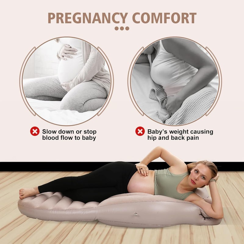 Ankila Inflatable Pregnancy Pillow, Full Body Maternity Airbed/Float with Hole for Tummy, The Best Pregnancy Pillow for Sleeping Prone, Maternity Pillow and Pregnancy Must Haves (Khaki) - Image 3