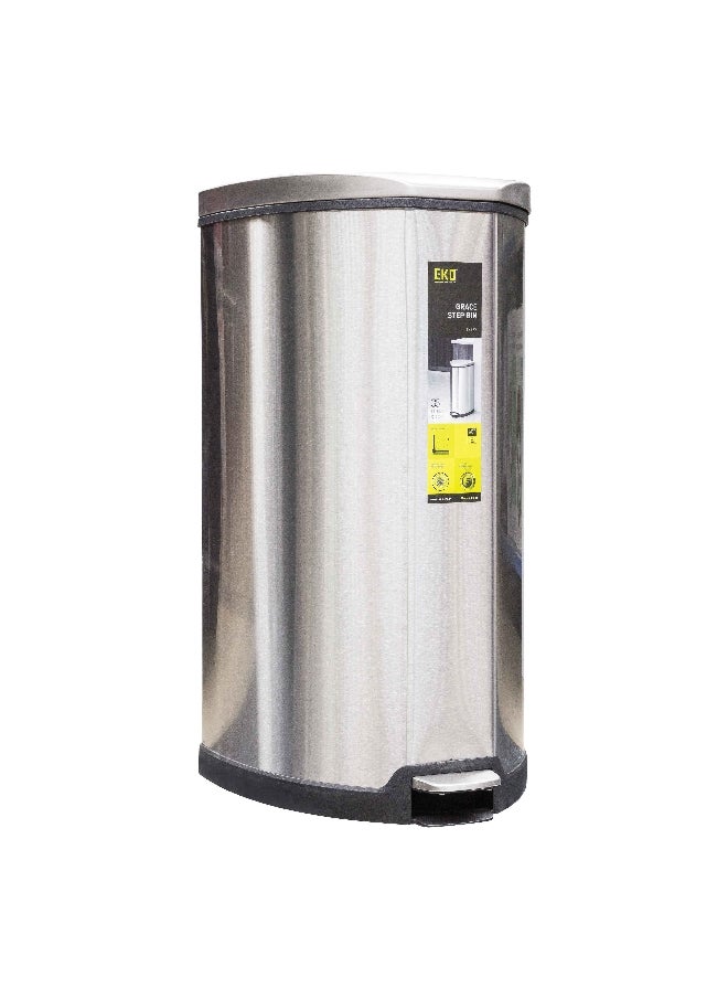 EKO Fingerprint Resistant Soft Closing Stainless Steel Step Bin Silver 35 L EK9209MT-35L  - Image 1
