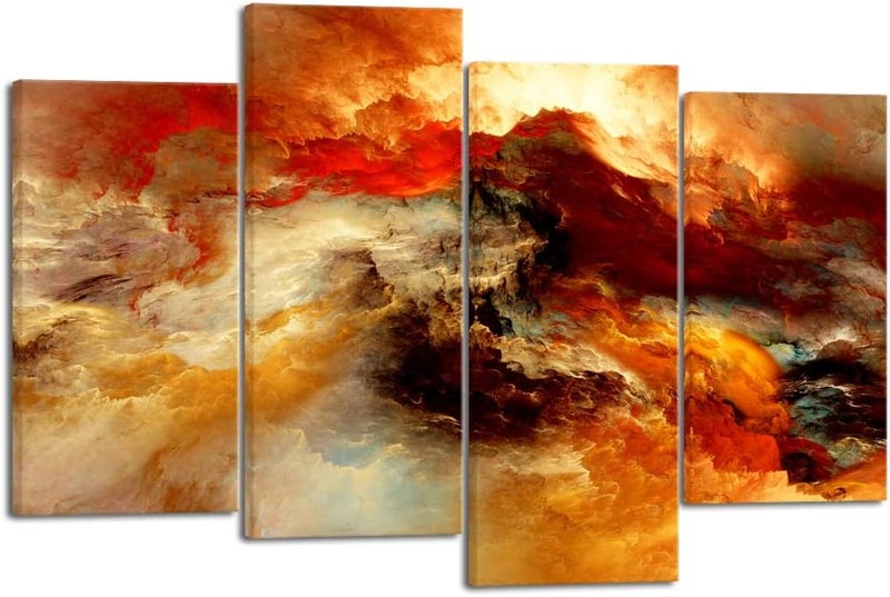 Pyradecor Large 4 Pieces Colorful Clouds Canvas Wall Art - Image 1