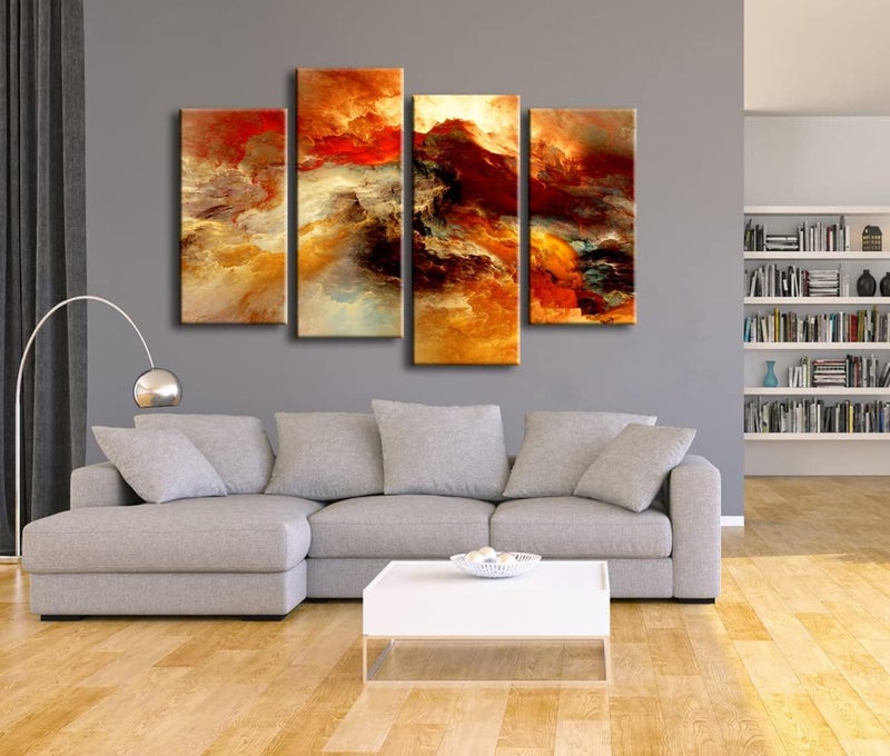 Pyradecor Large 4 Pieces Colorful Clouds Canvas Wall Art - Image 4