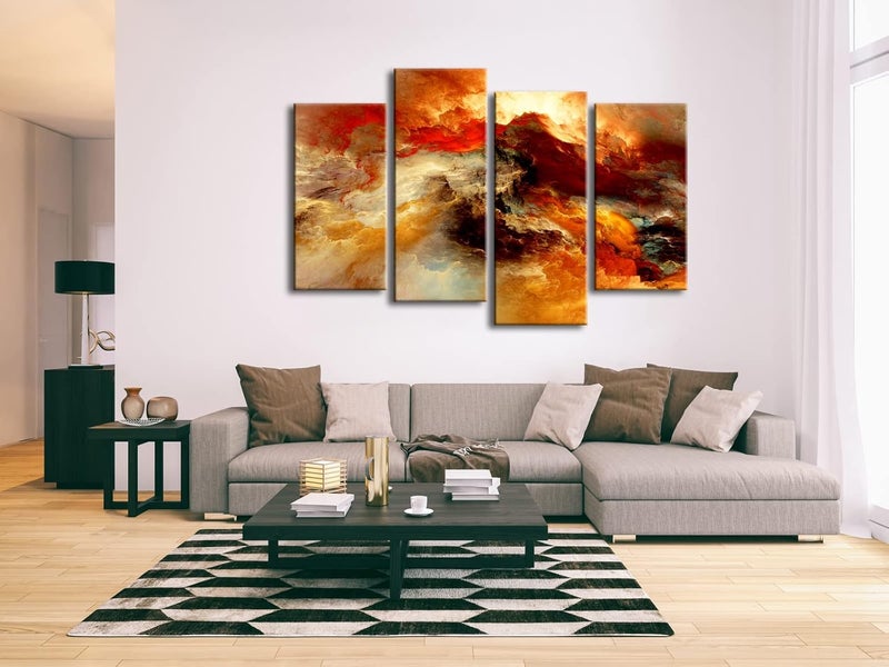 Pyradecor Large 4 Pieces Colorful Clouds Canvas Wall Art - Image 2