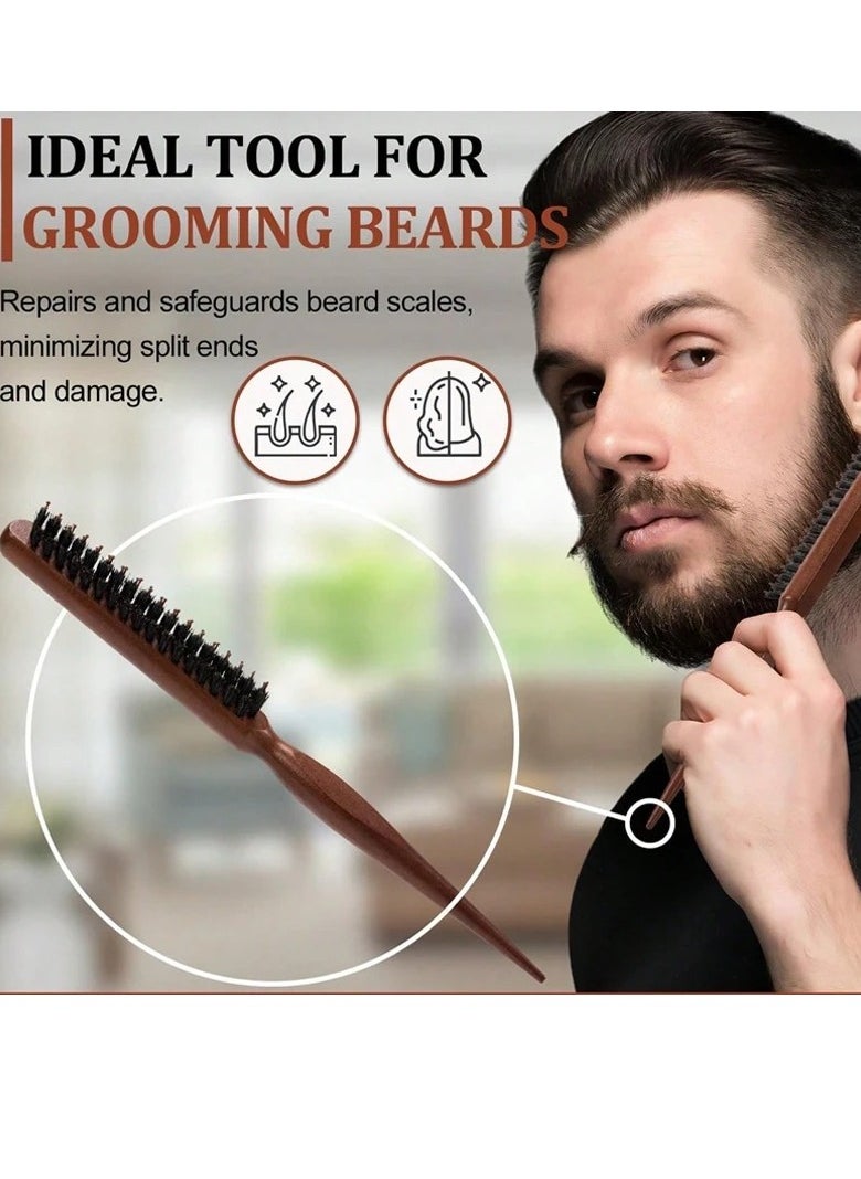 Generic Hair Brush, Premium Bristle Hair Comb With Wooden Handle, Lightweight And Durable Hair Grooming Brush, Static Scalp Massage Bristle Brush For All Hair Types, (1pc, Design B)  - Image 2