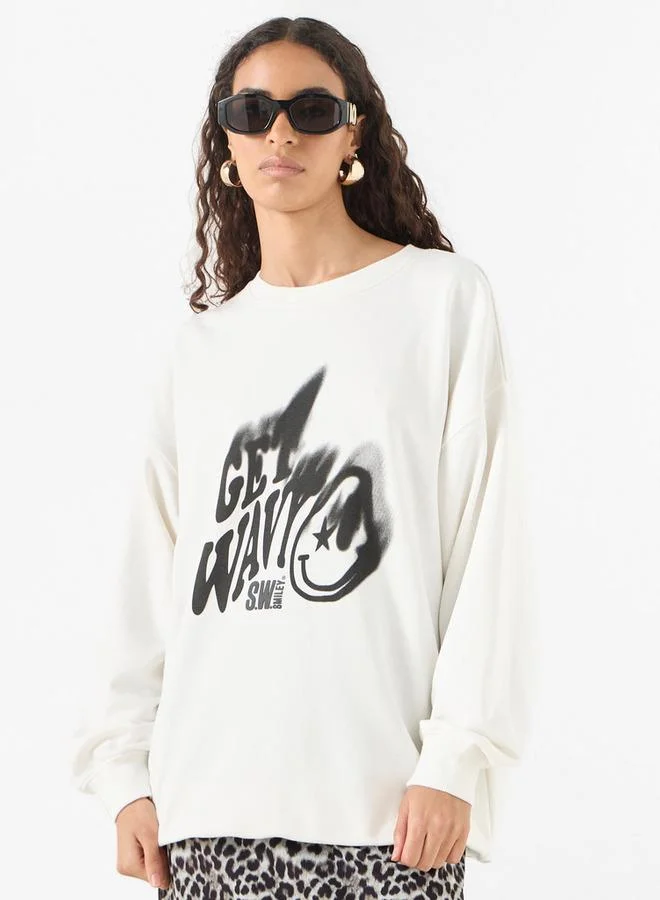 SP Characters SmileyWorld Print Sweatshirt with Long Sleeves