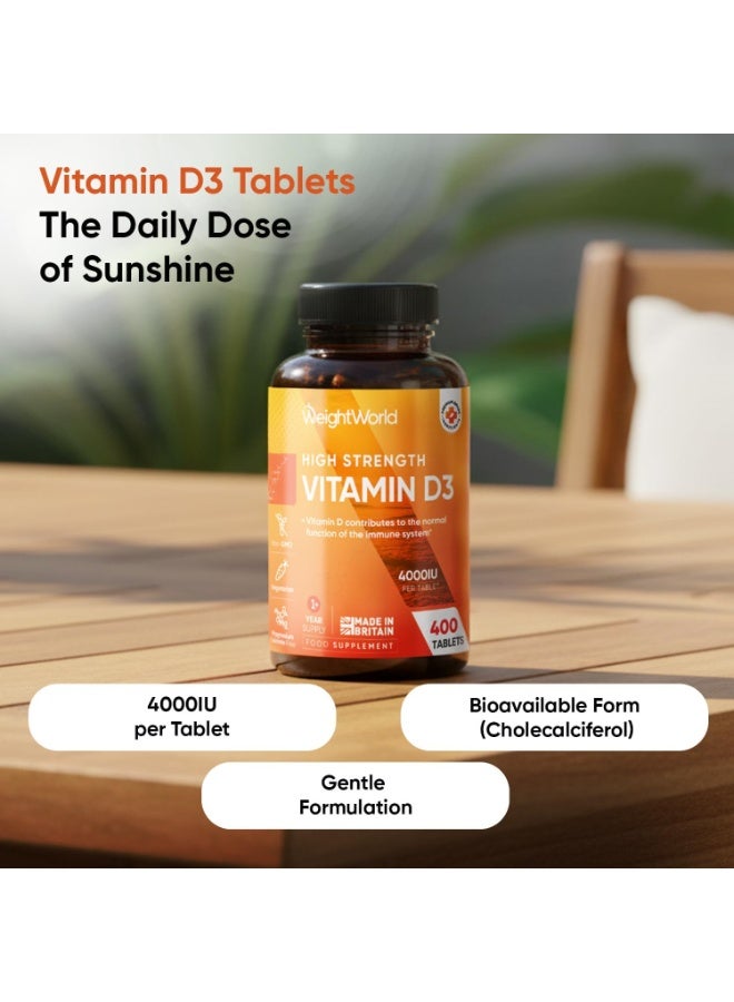 WeightWorld Vitamin D3 4000IU - 1+ Year Supply - 400 Tablets - Easy to Swallow 6mm Micro Vitamin D Tablets - Gentle Cholecalciferol Form - Vegetarian-Friendly VIT D Supplement - 1 per Day - Made in the UK - Image 2