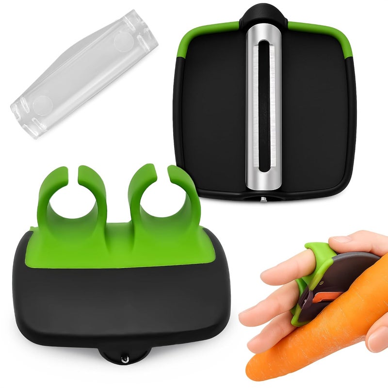 V TOWER Finger Peeler for Vegetables - Finger Grip Palm Peeler with Sharp Double-Sided Blade, Non-Slip Carrot Peelers for Kitchen - Dishwasher Safe Potato Peelers for Kitchen, Suitable for Fruits and Veggies - Image 1