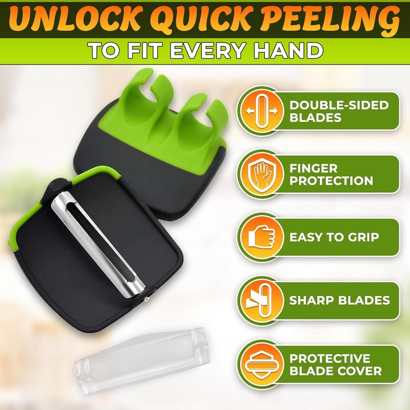 V TOWER Finger Peeler for Vegetables - Finger Grip Palm Peeler with Sharp Double-Sided Blade, Non-Slip Carrot Peelers for Kitchen - Dishwasher Safe Potato Peelers for Kitchen, Suitable for Fruits and Veggies - Image 4