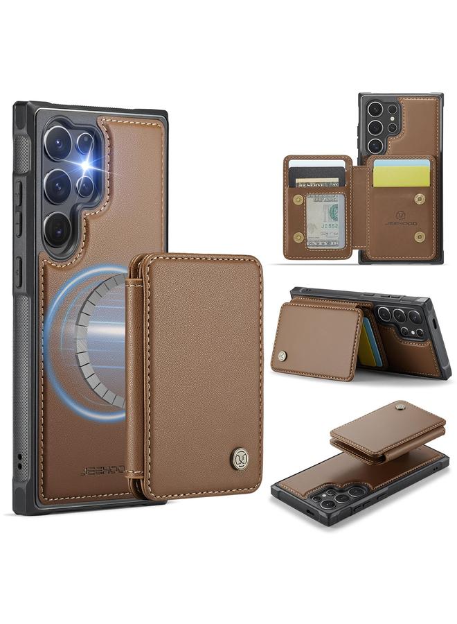 Case For Samsung Galaxy S25 Ultra 5G J05 Business Magnetic Style RFID Leather Phone Case