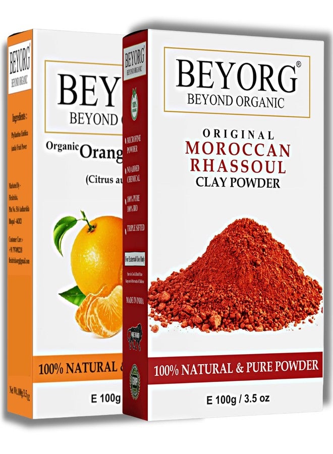 BEYORG Orange Peel Powder & Moroccan Rhassoul Clay Powder For Blemishes, Pimple-free, Natural Face Pack, Skin Care Treatment & Healing - Image 1