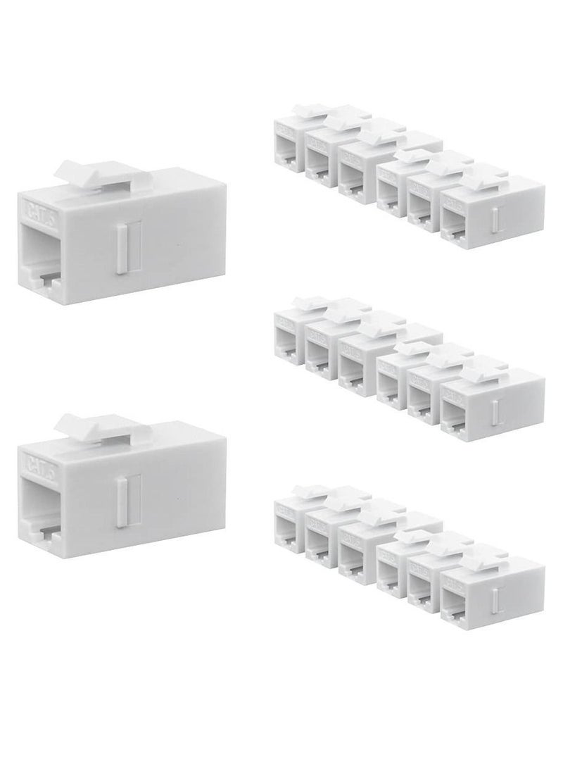 Y&D RJ45 CAT6 Keystone Coupler, 20 Pack Female to Plug-In UTP In-Line White  - Image 1