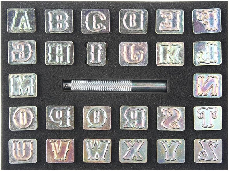OWDEN Professional 27 Pieces Alphabet Stamp Tool Set for Leathercraft (3/4 Inch, 19 mm Tall), Leather Stamp Tools. - Image 1