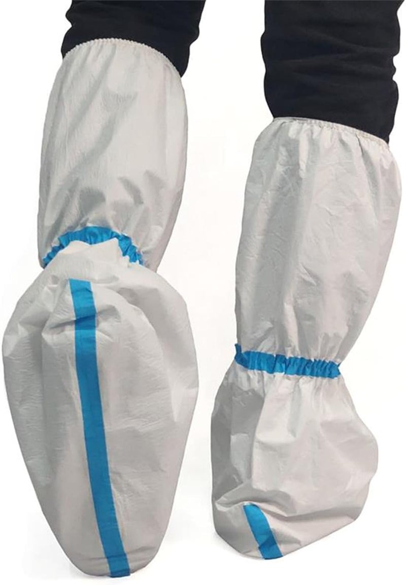 ZMDREAM Pack of 120 Disposable Hazmat Boot and Shoe Covers Knee High Long Booties White (White_Pack of 120) - Image 1