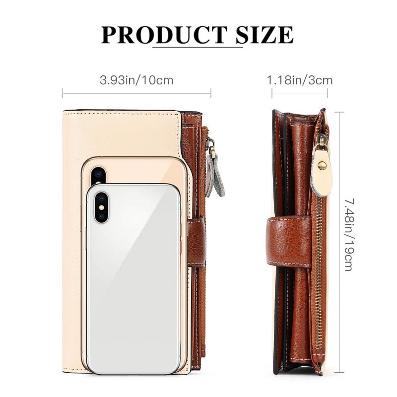 SENDEFN Women Leather Wallets RFID Blocking Clutch Card Holder Ladies Purse with Zipper Pocket - Image 5