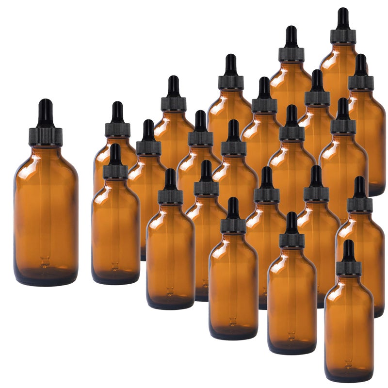 Easeen 24 Pack 4oz Amber Glass Dropper Bottles, Eye Dropper Bottles with Glass Droppers for Essential Oils, Perfumes(4oz, Amber) - Image 1