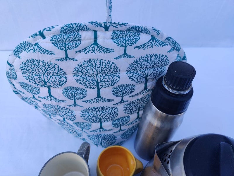 Malan Bai Mandala Tea Cozy Cover Hand Block Winter Tea Cozy Cotton Tea Kettle Warmer Pot Cover Hot Coffee Cover Handamde Kitchen Décor Brand: Malan Bai - Image 5