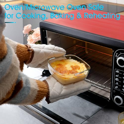 NUTRIUPS 0.8L Glass Casserole Dish with Lid Oven Safe Square Casserole Dish 5.9in Glass Microwave Bowl With Lid Microwavable Cookware (25oz-Mini) - Image 3