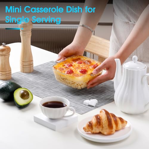NUTRIUPS 0.8L Glass Casserole Dish with Lid Oven Safe Square Casserole Dish 5.9in Glass Microwave Bowl With Lid Microwavable Cookware (25oz-Mini) - Image 4