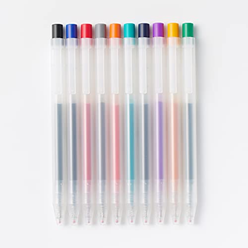 MUJI Smooth Gel Knock Type Pen 0.5mm 10 Colors Set (Japan import) - Image 2